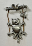 Cat on a Swing Pin by JJ (Jonette) Vintage from the 1980's