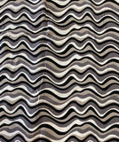 Undulating Stripes of Black Gray White & Ecru Fabric: Sold by the Piece