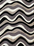 Undulating Stripes of Black Gray White & Ecru Fabric: Sold by the Piece