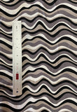 Undulating Stripes of Black Gray White & Ecru Fabric: Sold by the Piece