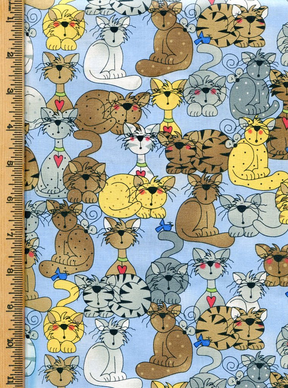 Cats, Cats, and more Cats: Gray, Brown, Gold, White- A 2 yard piece 42/43