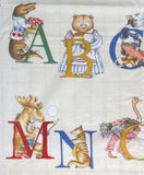 Hungry Animal Alphabet Flannel Fabric: Vintage