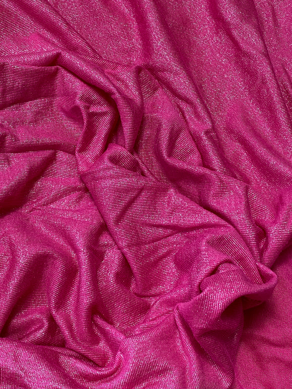 Hot Pink Shimmering Jersey Knit Fabric: Rayon/Lycra
