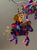 Colorful Circus Horse & Rider Earrings-Vintage & Hand-Crafted
