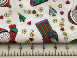Ho, Ho Santas in Patched Suits by Sue Dreamer for Fabric Country: 44" wide, Sold by 1/2 yard