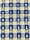 Gingham Snowman & Snowflakes: Cotton Fabric: Sold by the 1/2 Yard