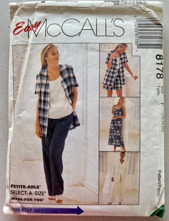 Misses Clothing Ensemble Sewing Pattern: McCall's 8178