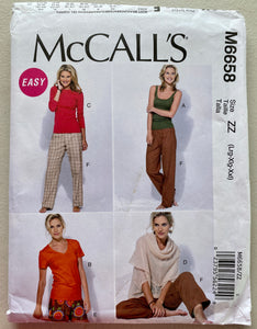 McCall's 6658 Sewing Pattern: Women's Casual Tops, Shorts & Pants