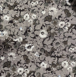 Grey, Black and White Floral Woven Fabric: Sold as a Piece