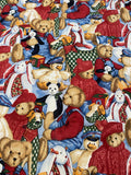 Blue Jean Teddy Bear Flannel Fabric: Vintage, 40" wide, sold by the yard