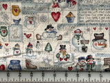 Let it Snow Winter Fabric: Dianna Marcum for Marcus Bros Textiles-  Vintage, By the yard