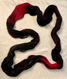 GOTHIC RED Yarn Indie Hand Painted 100% New Wool Roving Yarn-Only 1 hank left!