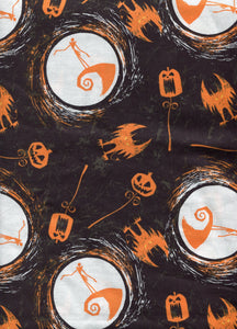 Nightmare Before Christmas Fabric:  1 piece- 42/44" wide by 32" long, 100% Cotton