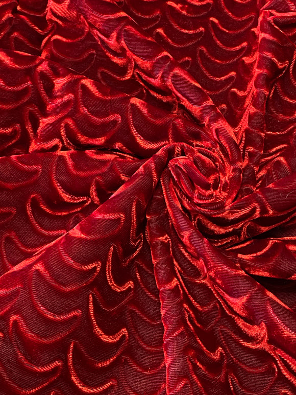 Red Velvet Scalloped Effect Fabric  44