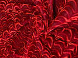 Red Velvet Scalloped Effect Fabric  44" wide, A 5 yard piece, Vintage, Gorgeous