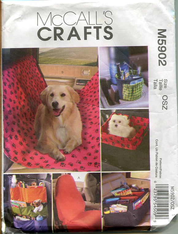 McCalls 5902 Sewing Pattern: Car Organizers