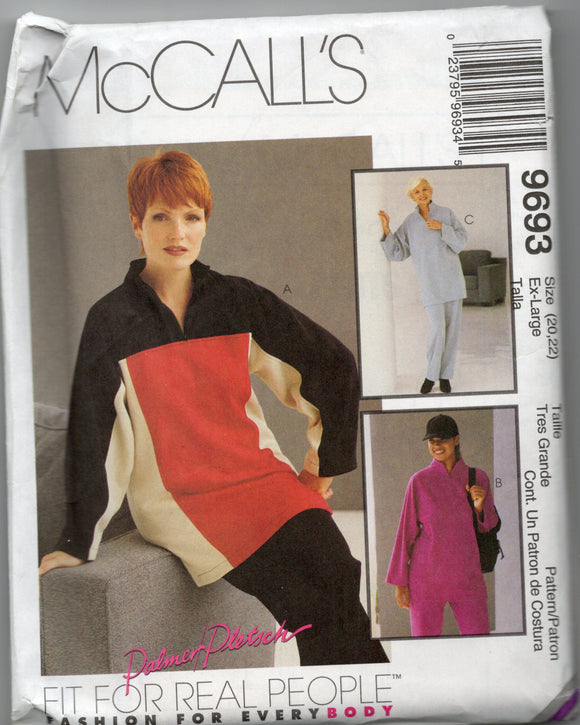 McCall's Pattern 9693: Tunic & Pull-on Pants For Stretch Knits- Palmer/Pletsch, Size 20-22