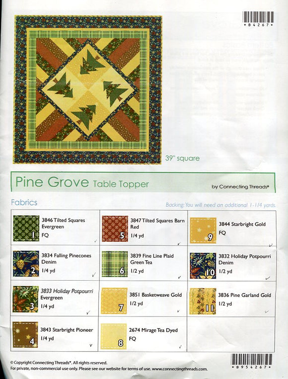 Fabric and Pattern to make the Pine Grove Table Topper Finished size 39