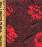Red and Black Hibiscus Fabric Sold by the piece 56/58" wide by 2+ yards