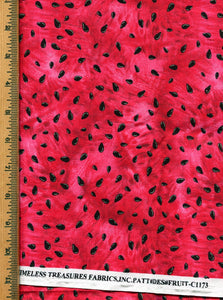 Watermelon Seeds on Red Watermelon Innards Fabric: Timeless Treasures