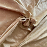 Faux Silk Fabric Pale Gold Swirled Leaves on Pale Gold Broken Lines 60" wide By the yard