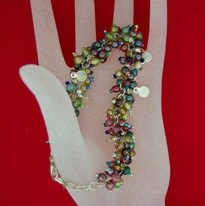 Tiny Balls of Multi Colored Glass Beads form a Unique Bracelet Vintage and Gorgeous