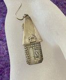 Vintage Three Little Pigs & Brick House Earrings- Marked Sterling, 1970's