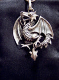 Rampant Dragon Necklace: Vintage Sterling Silver