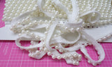 Pearl Lip Cord Trim, White, 7mm beads about 3/4" wide, Sold by the Yard.