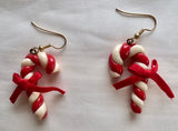 Christmas Earrings, Vintage Candy Canes