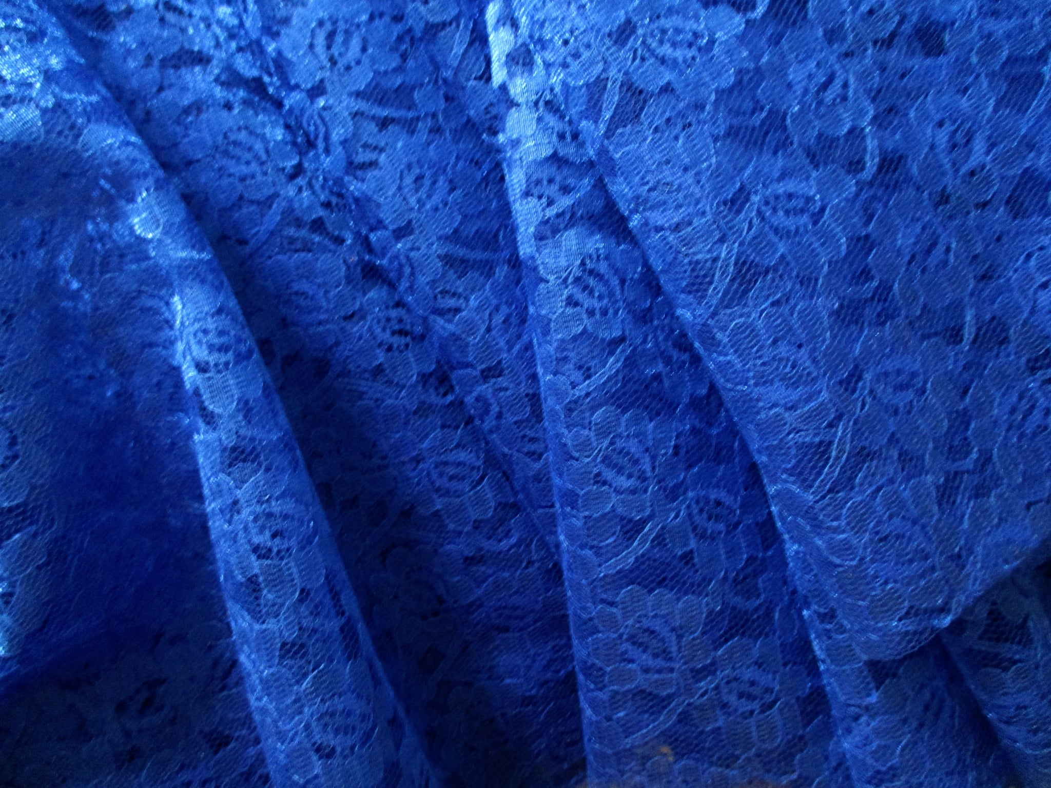 Lace Fabric in Royal Blue Floral Design: Sold by the yard, 45