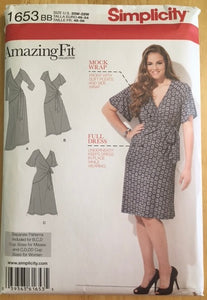 Sewing Pattern: Woman's Wrap Dress- Simplicity 1653, Sizes 20-28