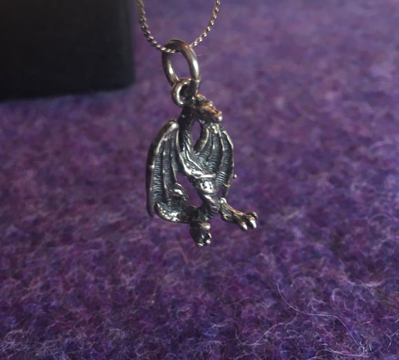 Standing Dragon Sterling Silver Necklace- Vintage