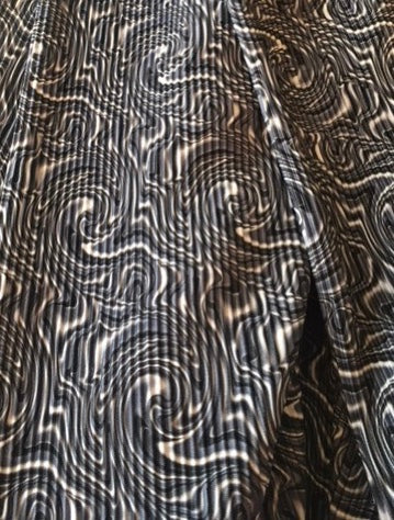Pleated Knit Fabric- Black/White/Gray Swirls  60
