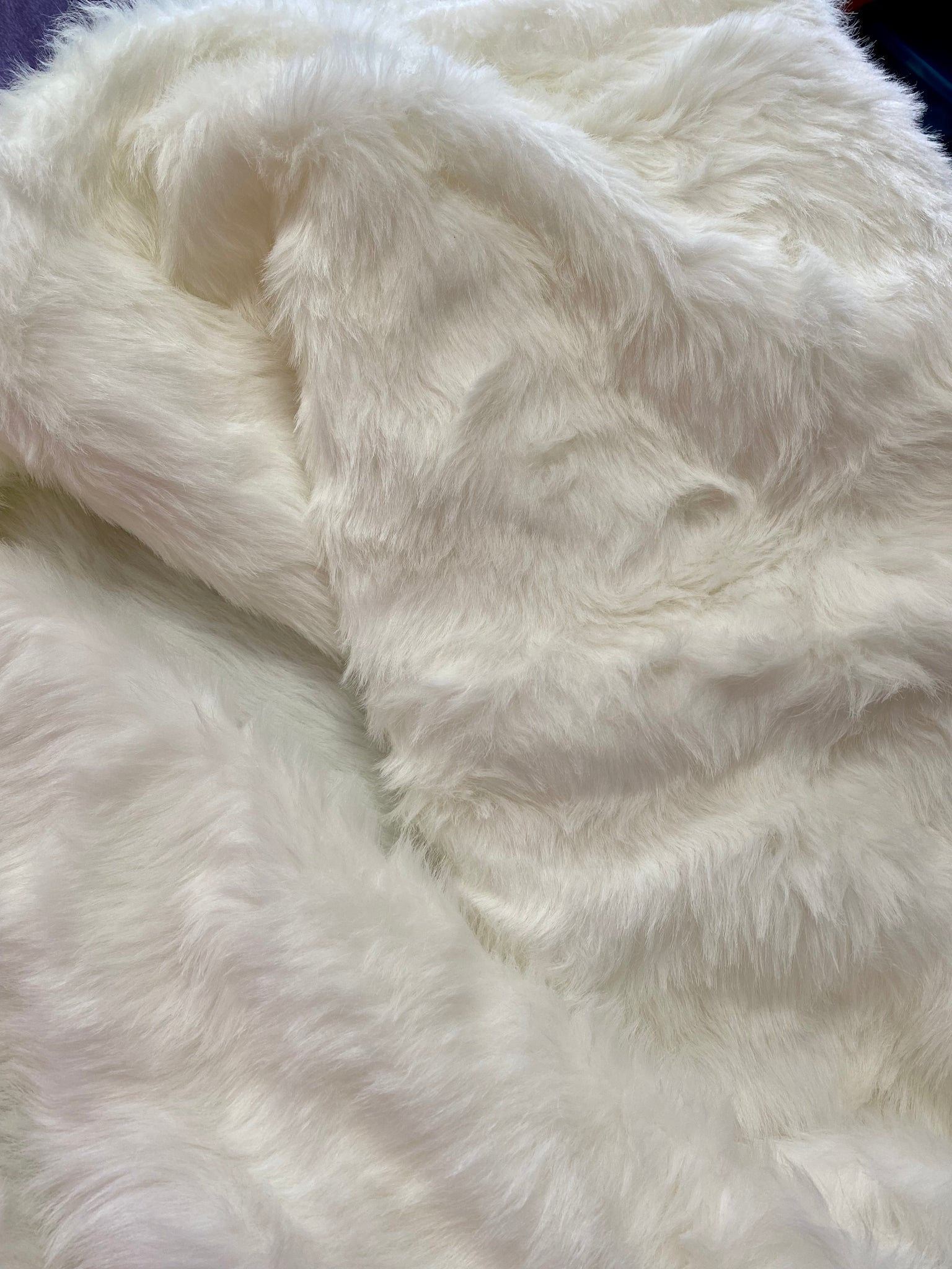  60 Wide Faux Fur Fabric - White and Silver Glitter