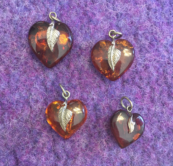 Vintage Amber Heart Pendant