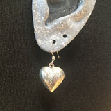 Vintage Sterling Silver Earrings: Puffed, Engraved Hearts