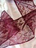 5" Burgundy Insertion Lace, Vintage, Made in USA by the Yard