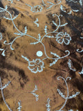 Bronze/Copper Embroidered Taffeta Fabric: 58" Wide, Vintage, By the Yard