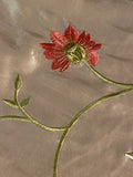 Muted Gold Taffeta with Embroidered Coral Flowers- 60" wide