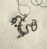 Ferocious Dragon Sterling Silver Pendant and Necklace- Vintage
