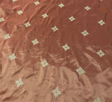 Embroidered Gold Medallions on Copper Taffeta 60" wide Sold by the yard