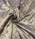 Burnished Gold Embroidered Taffeta Fabric 58" wide, Sold by the yard