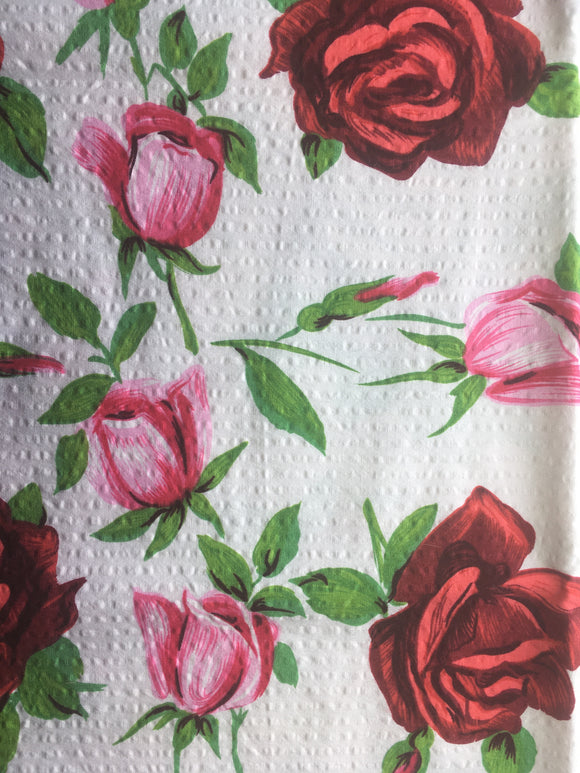 Rose Covered Cotton Plisse' Fabric 50