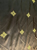 Dark Chocolate Brown Taffeta Fabric with Gold Embroidered Medallions-60" Wide x 3+ Yards