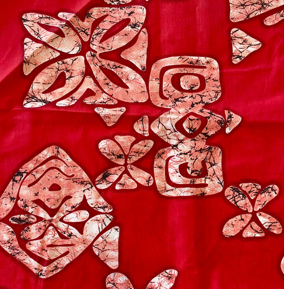 Vintage Red Batik Cotton Fabric: a 44