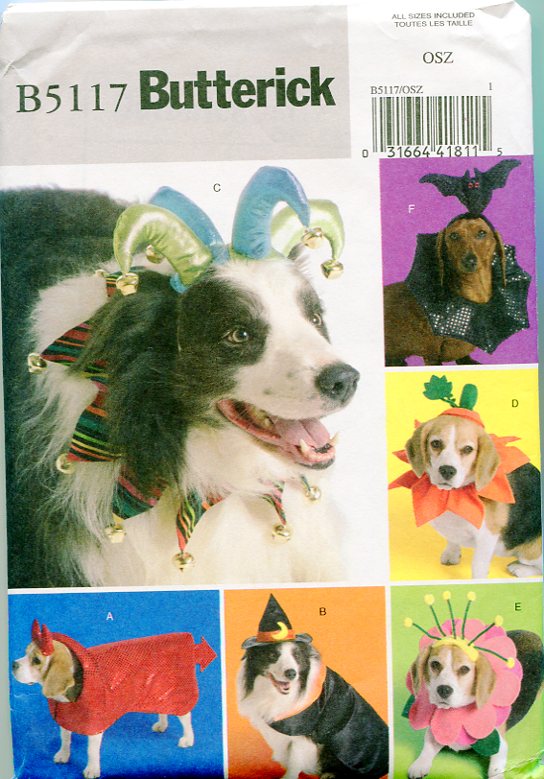 Dog Costumes: Butterick 5117- Sizes XS, S, M, L, From 2007