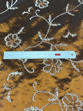 Bronze/Copper Embroidered Taffeta Fabric: 58" Wide, Vintage, By the Yard
