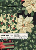 Christmas Fabric Holly Poinsettia: 4 yards x 56" wide, Cheater Quilt, All Cotton, Great Feel