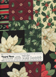 Christmas Fabric Holly Poinsettia: 4 yards x 56" wide, Cheater Quilt, All Cotton, Great Feel